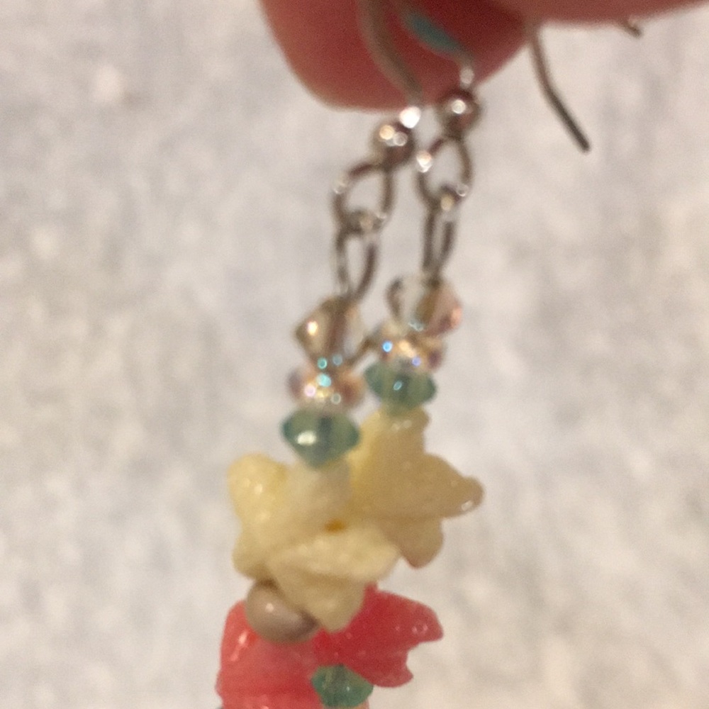 Handcrafted Starfish and Shell Beach Dangle Earrings Swarovski Crystal NWT - Picture 7 of 8
